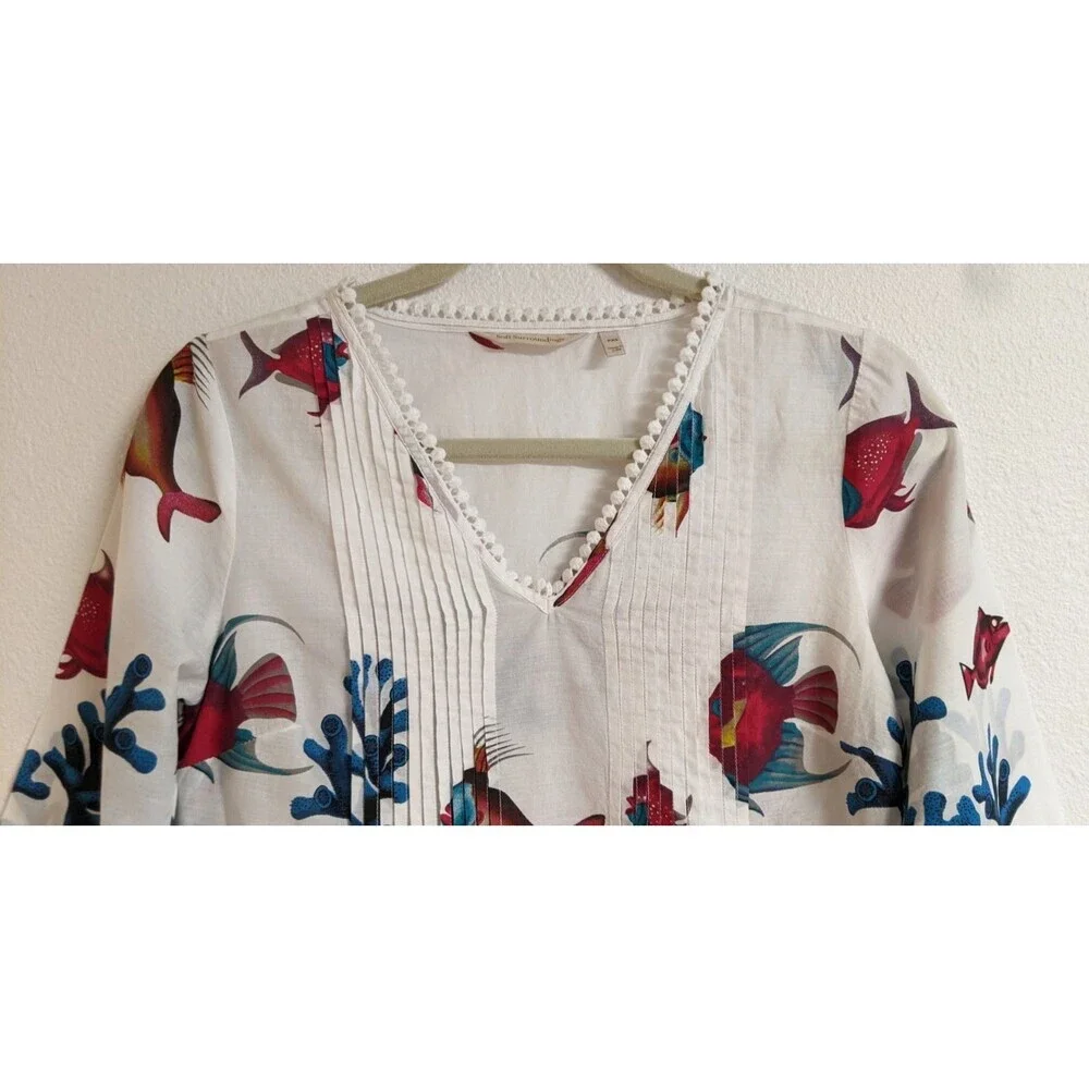 Women's Soft Surroundings Coral Reef Fish Seychelles Tunic/Dress/Cover-Up PXS - Picture 4 of 14